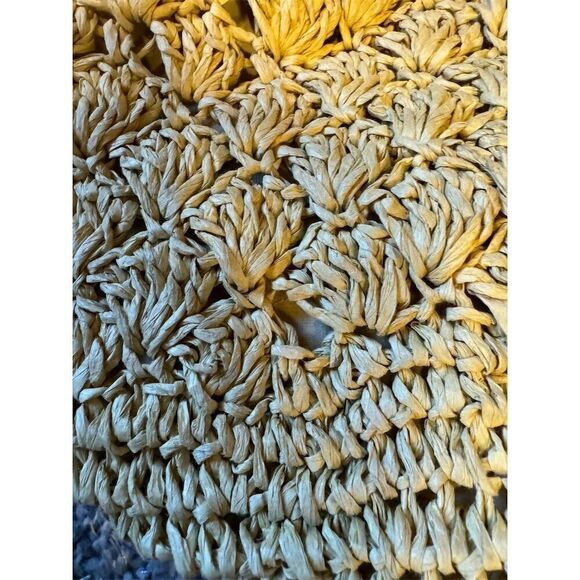 IZOD Women's Beige Straw Tote Bag with Brown Leather Handles - Boho Summer Style - Picture 3 of 8